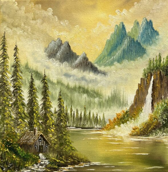 Gilded Mountain Solace - a painting by Marek Rojek