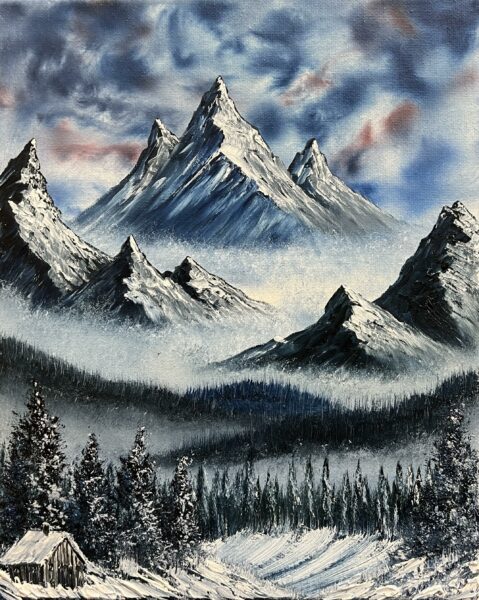 Hearth Beneath the Peaks - a painting by Marek Rojek