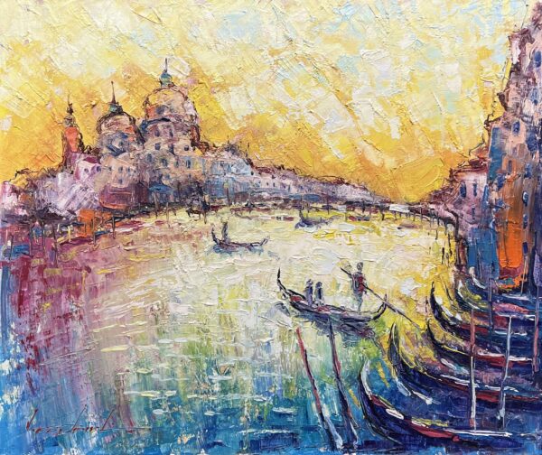 Golden Canal Reverie - a painting by Viktor Fridrikh