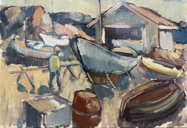 Harbor of Quiet Echoes - a painting by European school (XX)