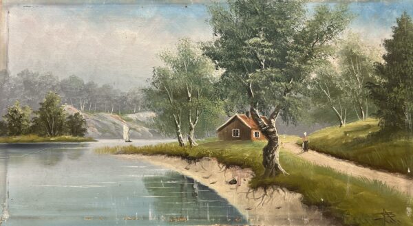 Birchlight Cottage - a painting by European school (XX)