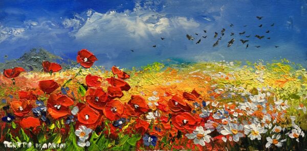 Crimson Poppy Sonata - a painting by Pentti Vainio