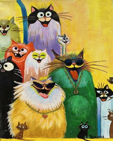 Gilded Cat Choir - a painting by Aleksander Tomasievych