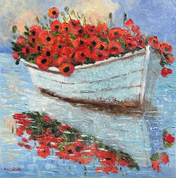 Scarlet Harbor Reverie - a painting by Marlena Lozinska