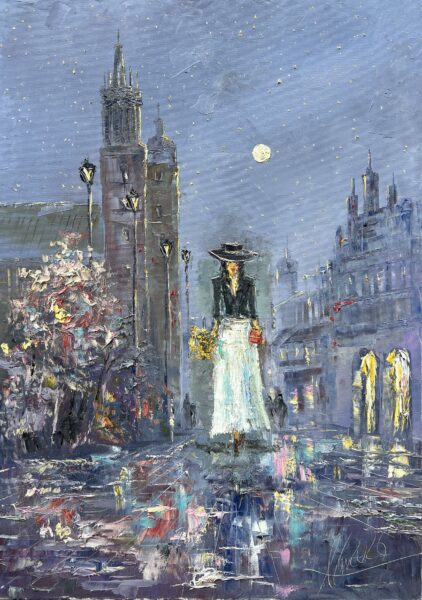 Nocturne with Golden Bouquet - a painting by Adam Nowakowski