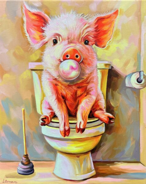 Porcine Reverie - a painting by Olga Litvinova